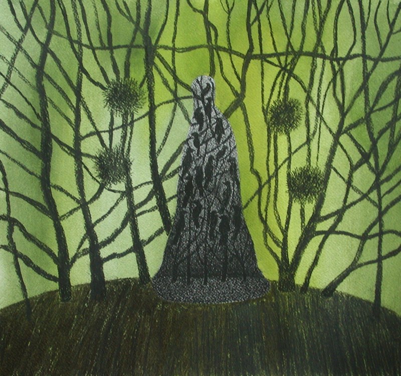 Traumgestalt gouache/houtskool op papier 34x31cm, 2010
